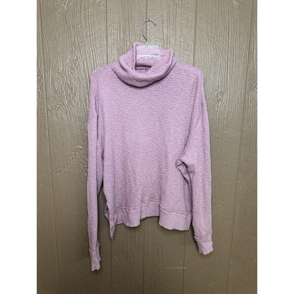 We The Free Free People Pink Turtle Neck Sweater Chunky Knit XL Oversized Cozy - Picture 1 of 6